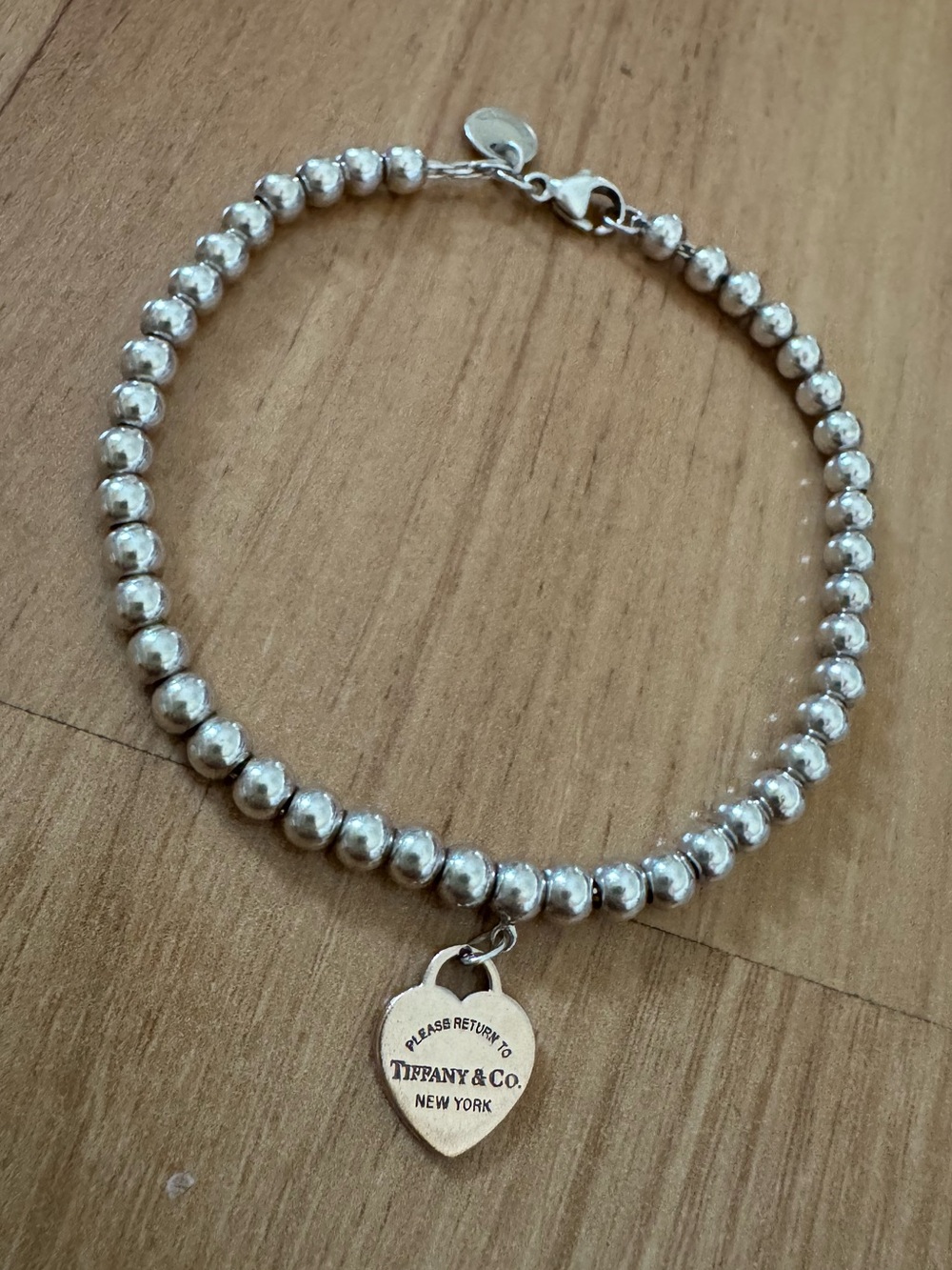 Tiffany and Co Return to Tiffany Rose Gold Heart Tag Beaded Bracelet size Large